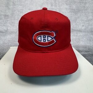 Montreal Canadiens Hat Mens Snap Back Red Starter Vtg 90s Plain Logo NHL Hockey